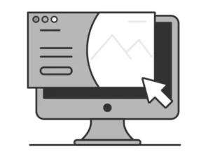 Illustrasjon av en landingsside webdesign på en datamaskin